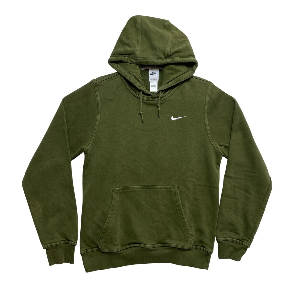 Nike Hoodie Mens Small Olive Green Pullover Embroidered Swoosh Sportswear